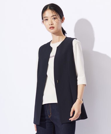 J.PRESS LADIES 【セットアップ対応・洗える】RELAXIONツイル ジレ