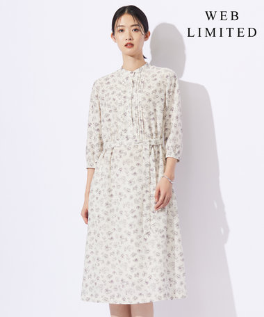 J.PRESS LADIES 【WEB限定カラーあり・洗える】ラインフラワープリント ワンピース