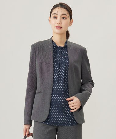 J.PRESS LADIES T/Rアルガンシルク ノーカラー ジャケット