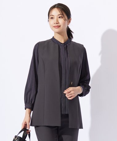 J.PRESS LADIES 【セットアップ対応・洗える】RELAXIONツイル ジレ