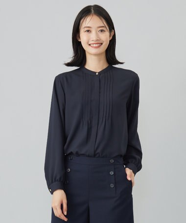 J.PRESS LADIES 【洗える】ヌーディスバックサテン ピンタック ブラウス