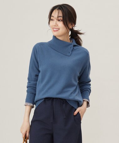 J.PRESS LADIES 【洗える】SOFT TOUCH WOOL リブ切り替え ニット