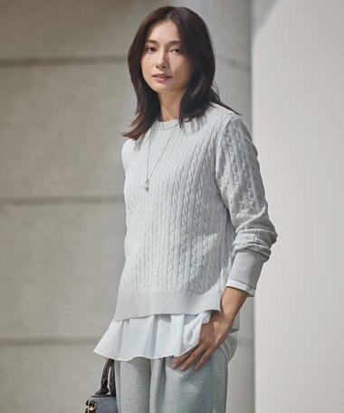 J.PRESS LADIES 【洗える】WOOL BLEND AIR クルーネック ニット