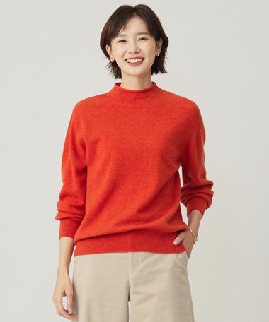 J.PRESS LADIES 【洗える】CASHMERE BLEND スタンドカラー ニット