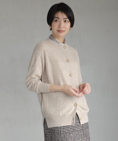 J.PRESS LADIES 【洗える】CASHMERE BLEND クルーネックカーディガン