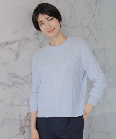 J.PRESS LADIES 【洗える】WOOL BLEND AIR クルーネック ニット