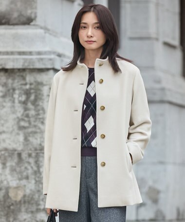 J.PRESS LADIES ショートビーバー ボトルネック コート