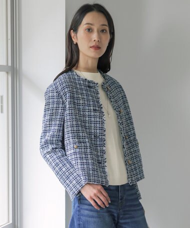 J.PRESS LADIES ファニーツイード ノーカラー ジャケット