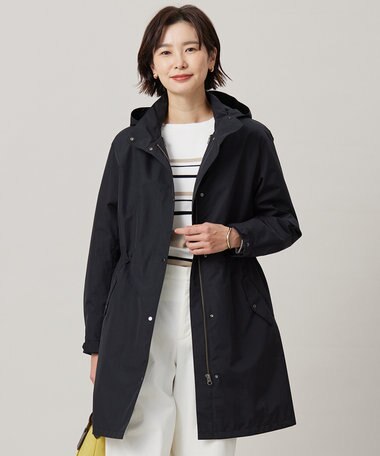 J.PRESS LADIES 【洗える】スパンライクナイロンタッサー フーデット コート