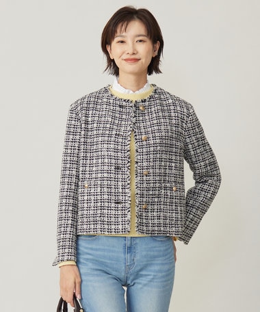 J.PRESS LADIES ファニーツイード ノーカラー ジャケット