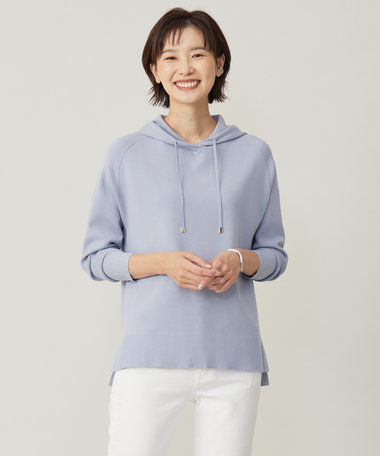 J.PRESS LADIES 【洗える】HOODIE ニット パーカー