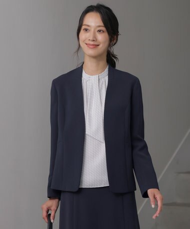 J.PRESS LADIES 【セットアップ対応】セラテリーダブルクロス ノーカラー ジャケット