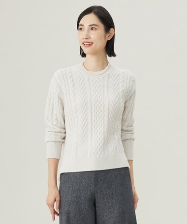 J.PRESS LADIES 【WEB限定カラーあり・洗える】EIGER CORD ALAN クルーネックプルオーバー ニット