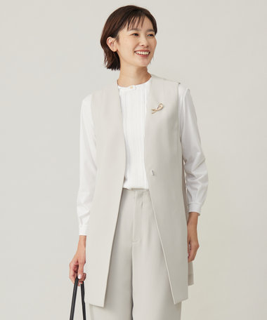 J.PRESS LADIES 【セットアップ対応・洗える】セラテリーダブルクロス ジレ