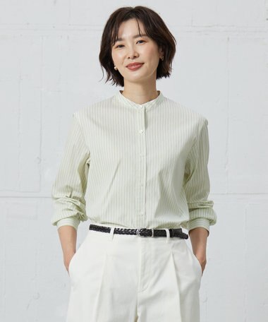 J.PRESS LADIES L 【洗える】BEZ VEGA バンドカラー ブラウス