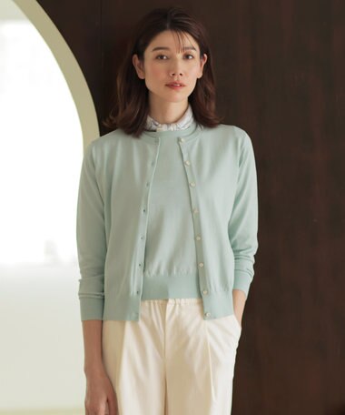 J.PRESS LADIES L 【洗える】BASIC HT COTTON クルーネック カーディガン