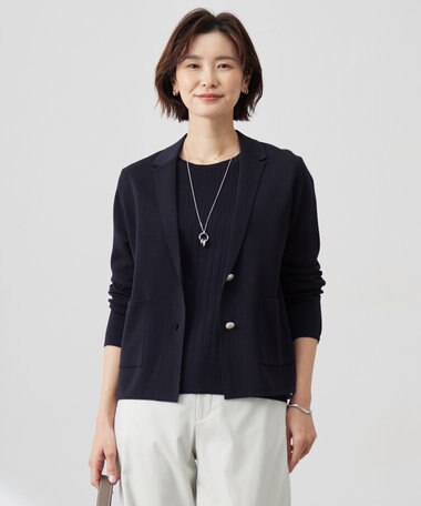J.PRESS LADIES 【洗える】Cotton Acetate ニット ジャケット