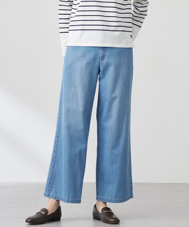 J.PRESS LADIES 【洗える】5ozバージラコンパクト デニム セミワイドパンツ