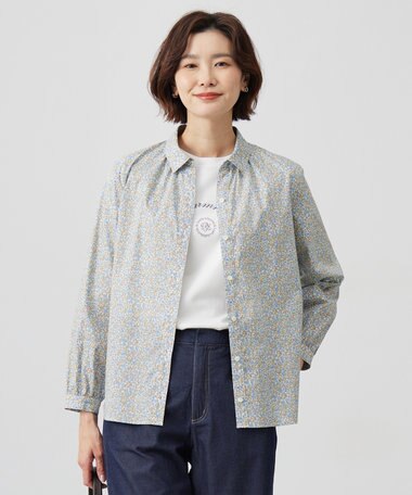 J.PRESS LADIES 【洗える】Liberty シャツカラー スキッパー ブラウス