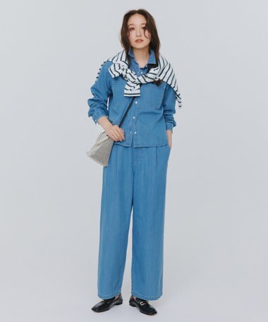 J.PRESS LADIES 【洗える】5ozバージラコンパクト デニム イージーパンツ