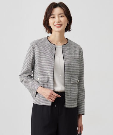 J.PRESS LADIES L 【洗える】Calameraリングメッシュ ジャケット