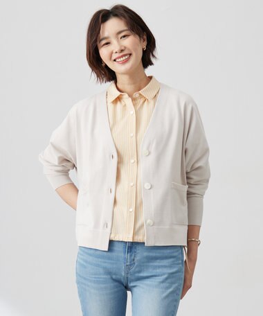 J.PRESS LADIES L 【洗える】Cotton Acetate ドルマンスリーブ カーディガン