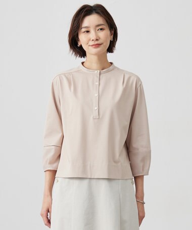 J.PRESS LADIES L 【洗える】プレーティングジャージー バンドカラー カットソー