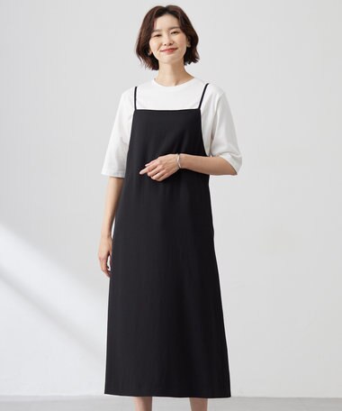 J.PRESS LADIES L 【洗える】バックサテンジョーゼット キャミワンピース
