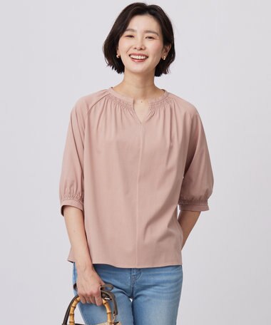 J.PRESS LADIES 【洗える】トリコットバイオ シャーリング カットソー