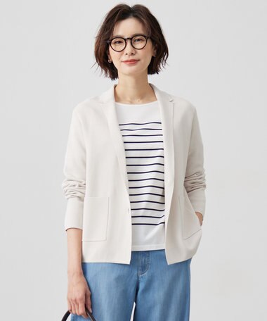 J.PRESS LADIES 【洗える】Cotton Acetate ニット ジャケット