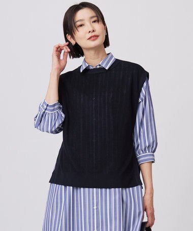 J.PRESS LADIES 【洗える】Vis/Peスパーク クルーネック ニット ベスト