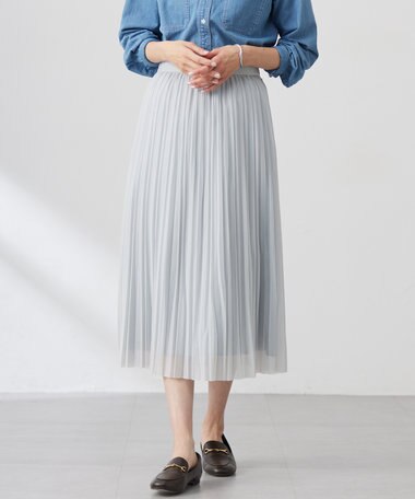 J.PRESS LADIES 【洗える】オーガンジートリコット プリーツ スカート