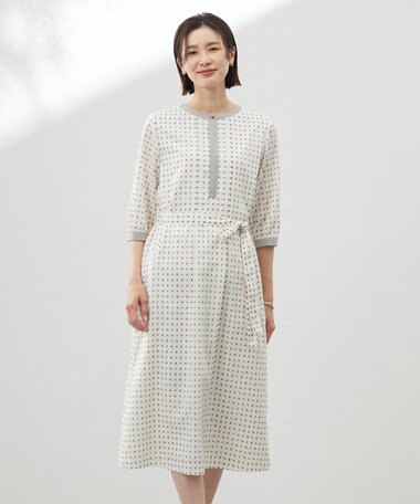 J.PRESS LADIES 【洗える】ジオメトリックプリント ワンピース