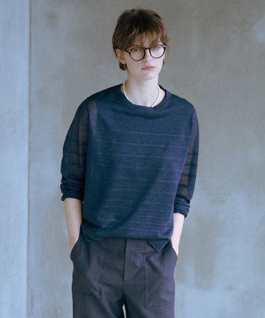 J.PRESS LADIES 【WEB限定・洗える】Vis/Peスパーク シアー ボーダー ニット