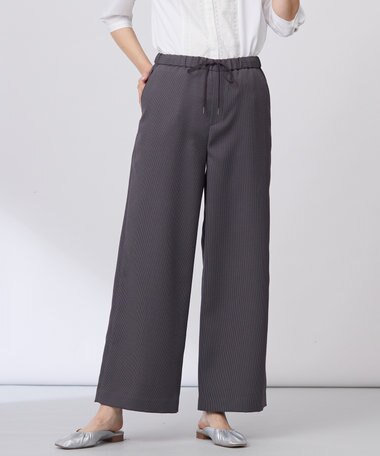 J.PRESS LADIES 【洗える】エアロツイルストライプ イージーパンツ