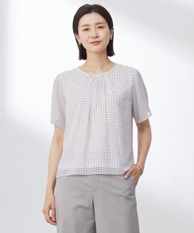 J.PRESS LADIES 【洗える】スクエアープリント カットソー