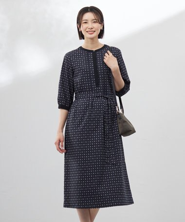 J.PRESS LADIES 【洗える】ジオメトリックプリント ワンピース