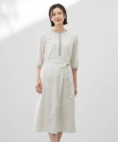 J.PRESS LADIES 【洗える】ジオメトリックプリント ワンピース