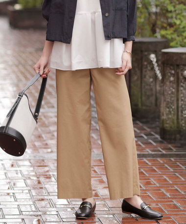 J.PRESS LADIES 【洗える・接触冷感・吸水速乾】ドライリネンストレッチ ワイド パンツ