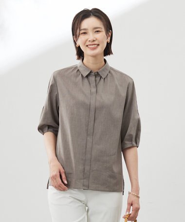 J.PRESS LADIES 【洗える】ラミーポプリン シャツ ブラウス