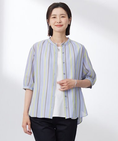 J.PRESS LADIES 【洗える】ランダムストライプ ブラウス