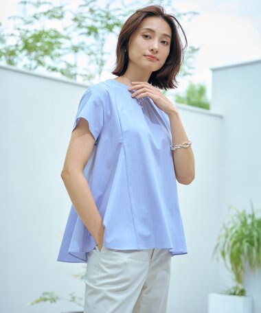 J.PRESS LADIES 【WEB限定・洗える】ストライプジャージー フレア カットソー