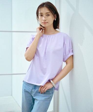 J.PRESS LADIES 【WEB限定カラーあり・洗える】ストライプジャージー フレンチスリーブ カットソー