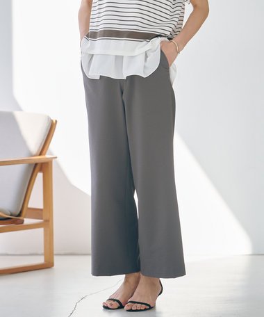 J.PRESS LADIES 【洗える・吸水速乾】DRYライトサッカー ワイド パンツ