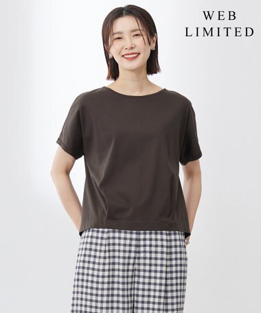  【WEB限定カラーあり・洗える】コットンスムース フレンチスリーブ カットソー