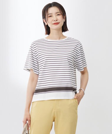  【洗える】パネルボーダー Tシャツ