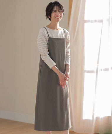 J.PRESS LADIES 【洗える】バックサテンジョーゼット キャミワンピース