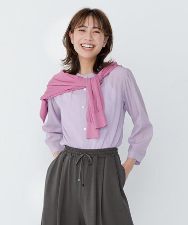 J.PRESS LADIES 【洗える・速乾・接触冷感】リライムライトローン バックフレア ブラウス