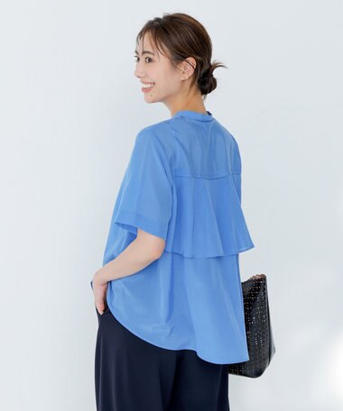 J.PRESS LADIES 【WEB限定カラーあり・洗える・速乾・接触冷感】リライムライトローン バックフリル ブラウス