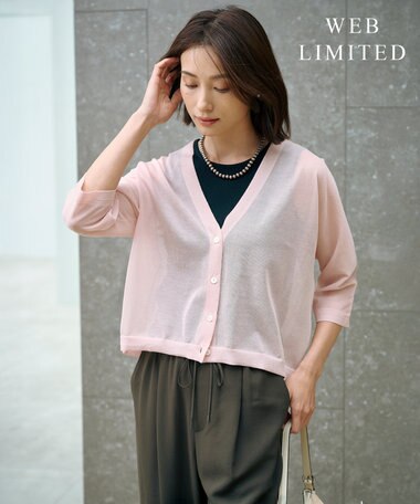 J.PRESS LADIES 【WEB限定カラーあり・洗える】SHEER LIGHT KNIT Vネック カーディガン